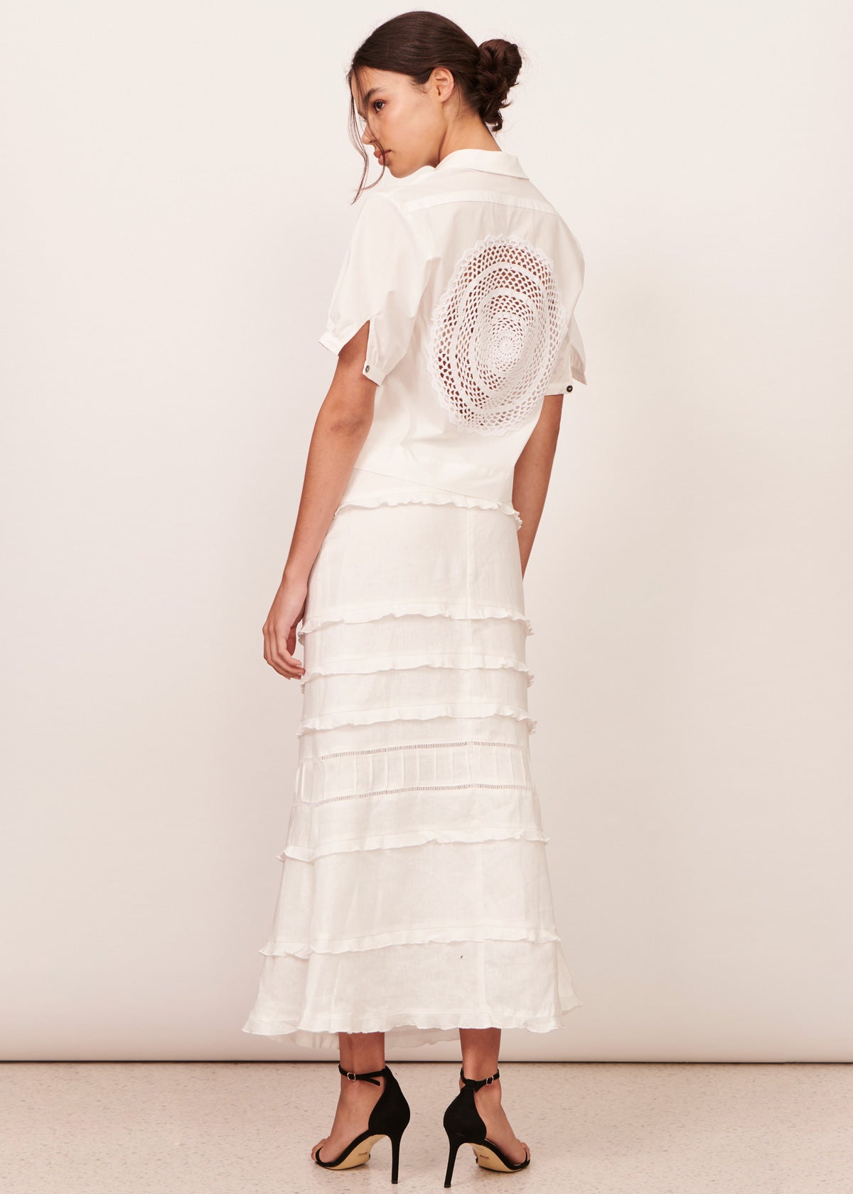 Anais Crochet Back Shirt - White
