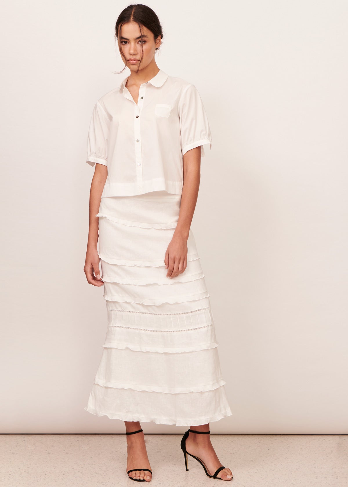 Anais Crochet Back Shirt - White