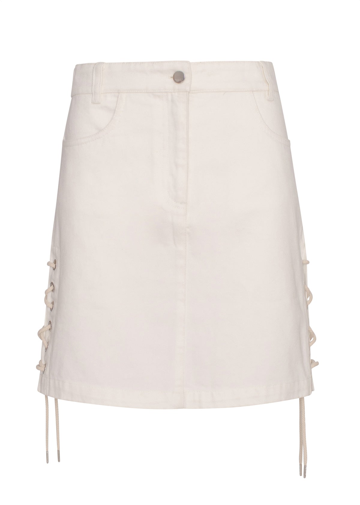 Madi Laced Denim Skirt - White