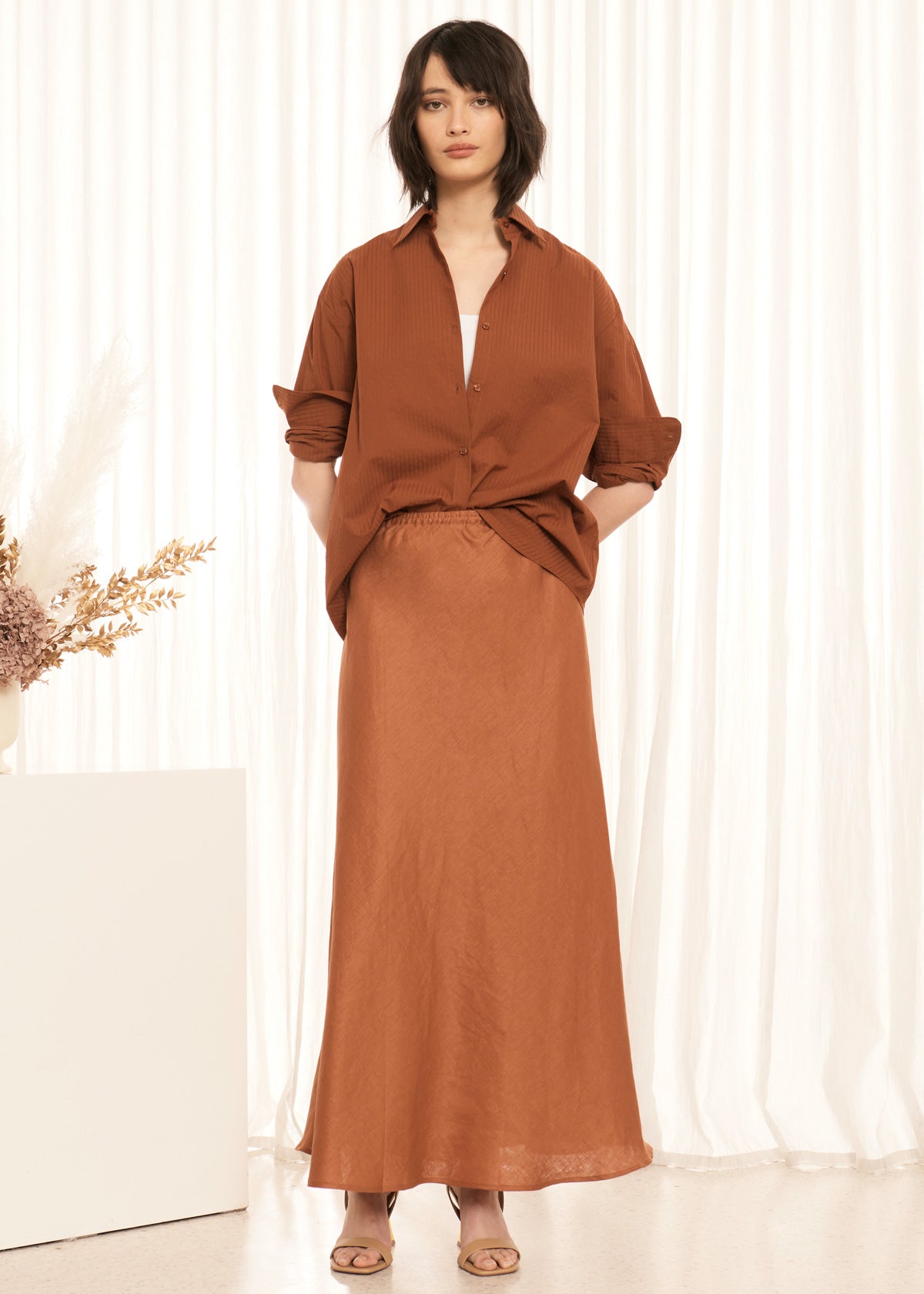 Comma Bias Maxi Skirt - Toffee