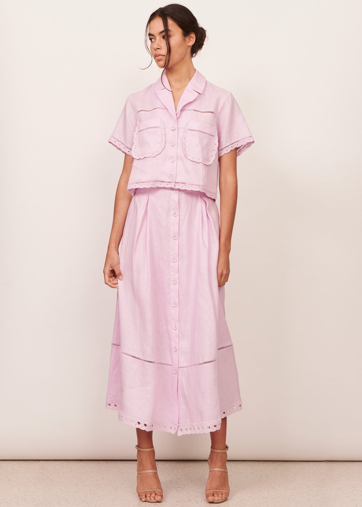 Elodie Linen Skirt - Lilac