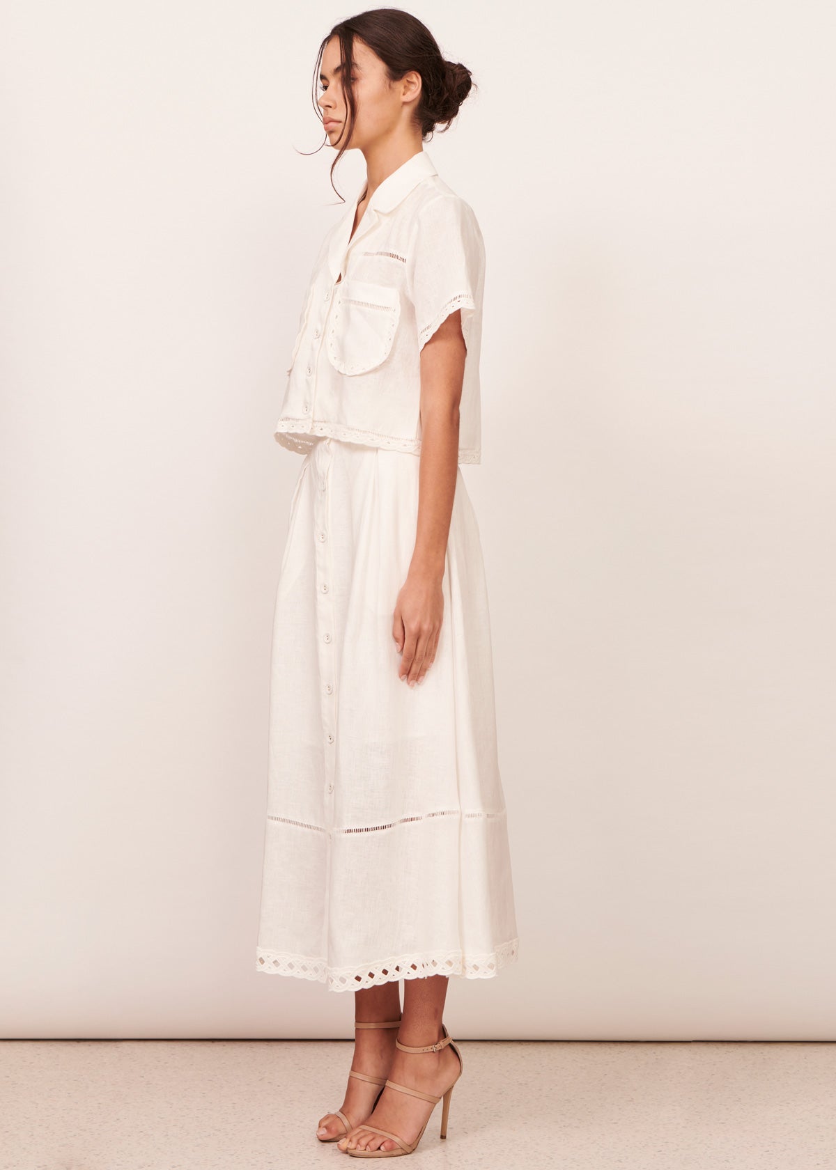 Elodie Linen Skirt - White