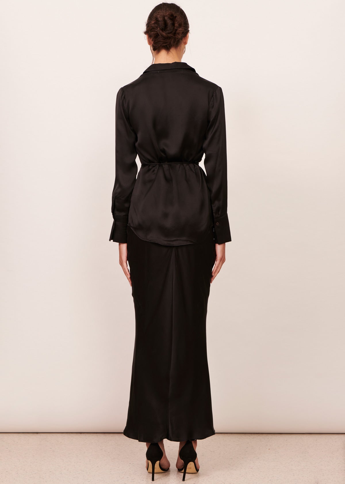 Valerie Silk Satin Skirt - Black