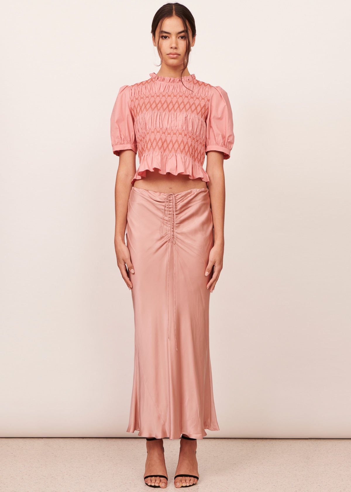 Valerie Silk Satin Skirt - Pink