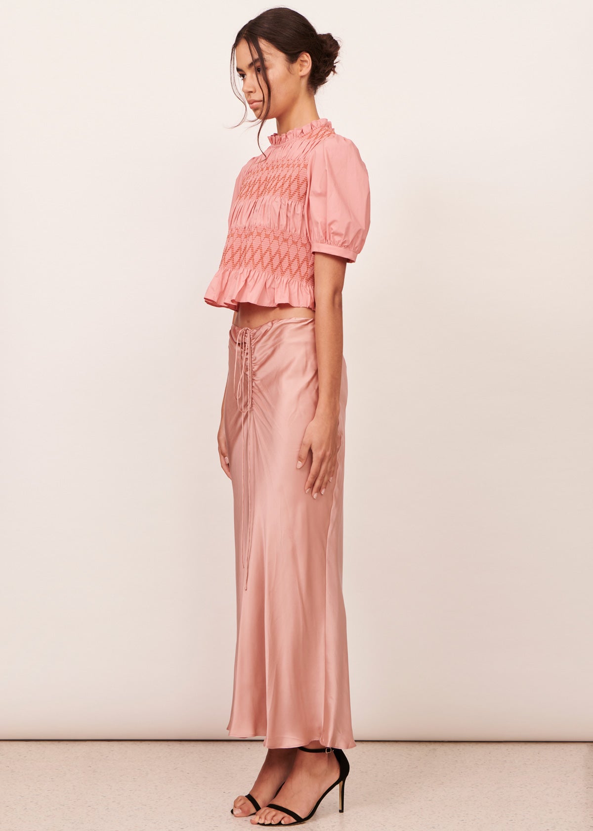 Valerie Silk Satin Skirt - Pink