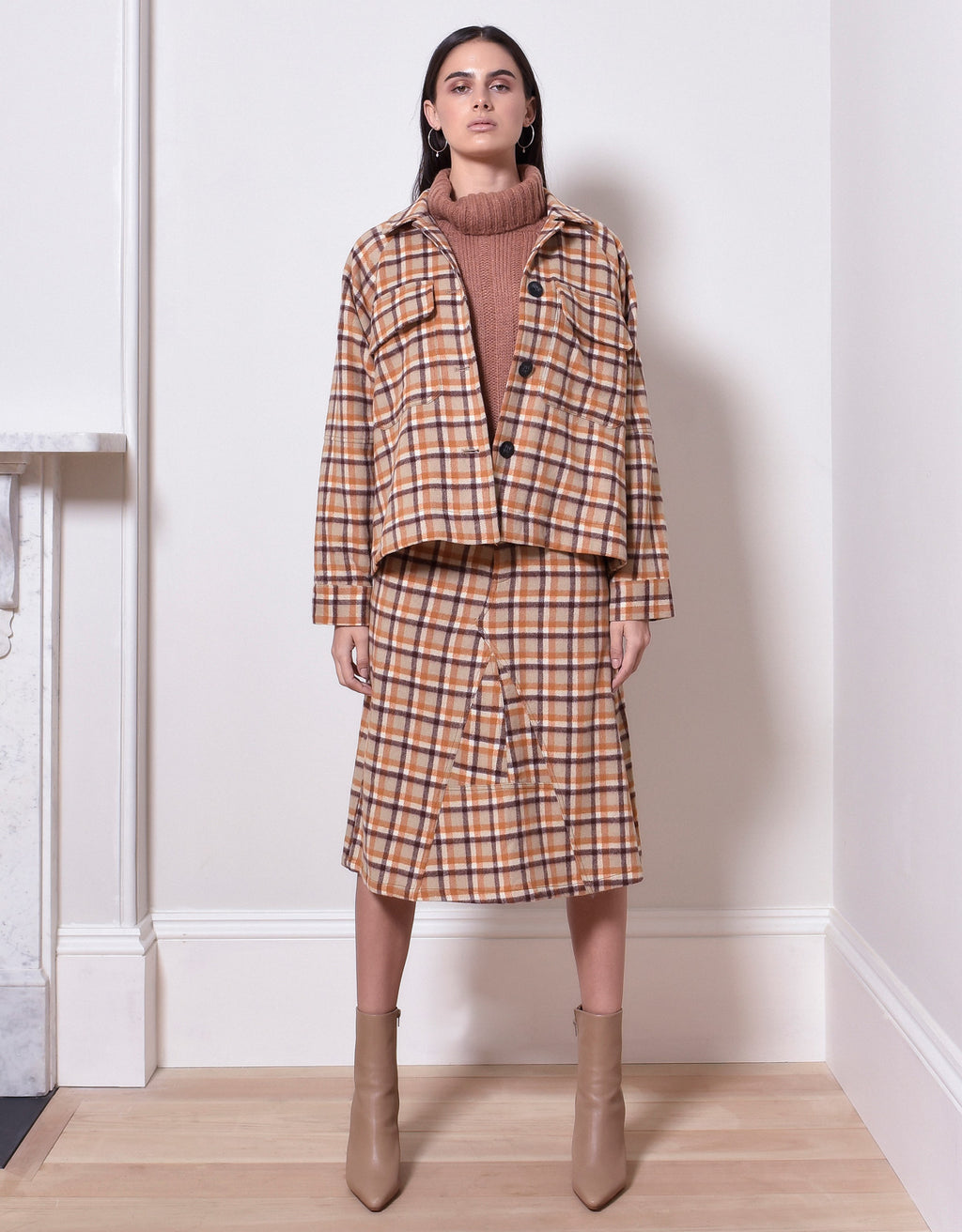 Brushed Wool Check Coat by Apartment Clothing