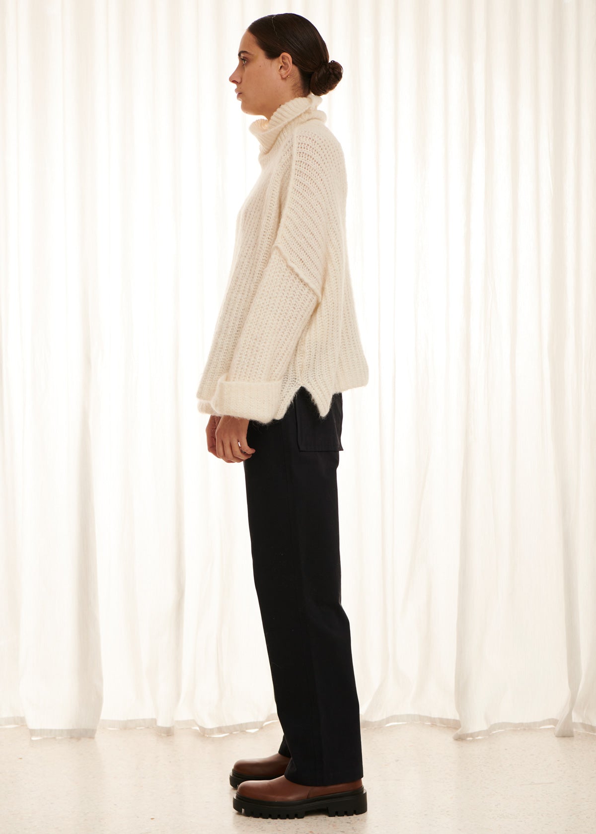 Jed Cropped Mohair Turtleneck - White