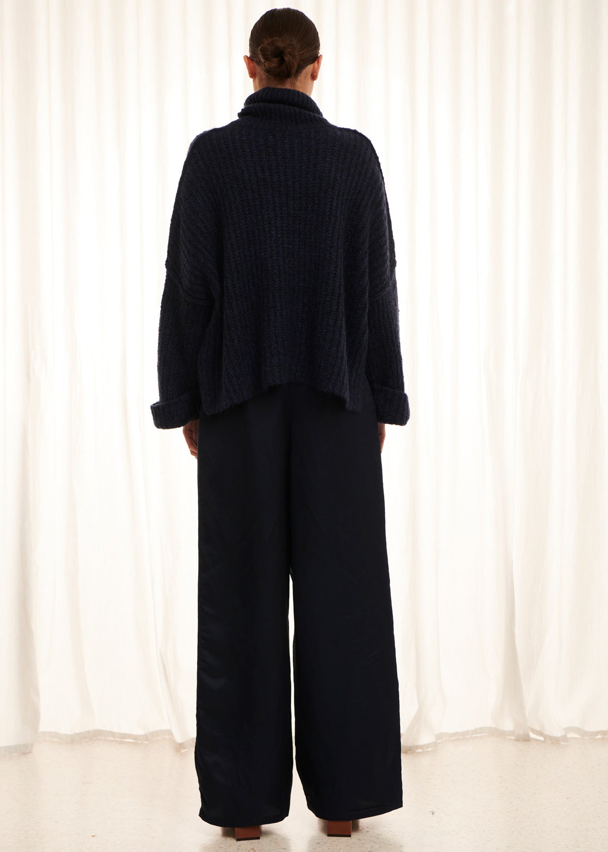 Jed Cropped Mohair Turtleneck - Ink