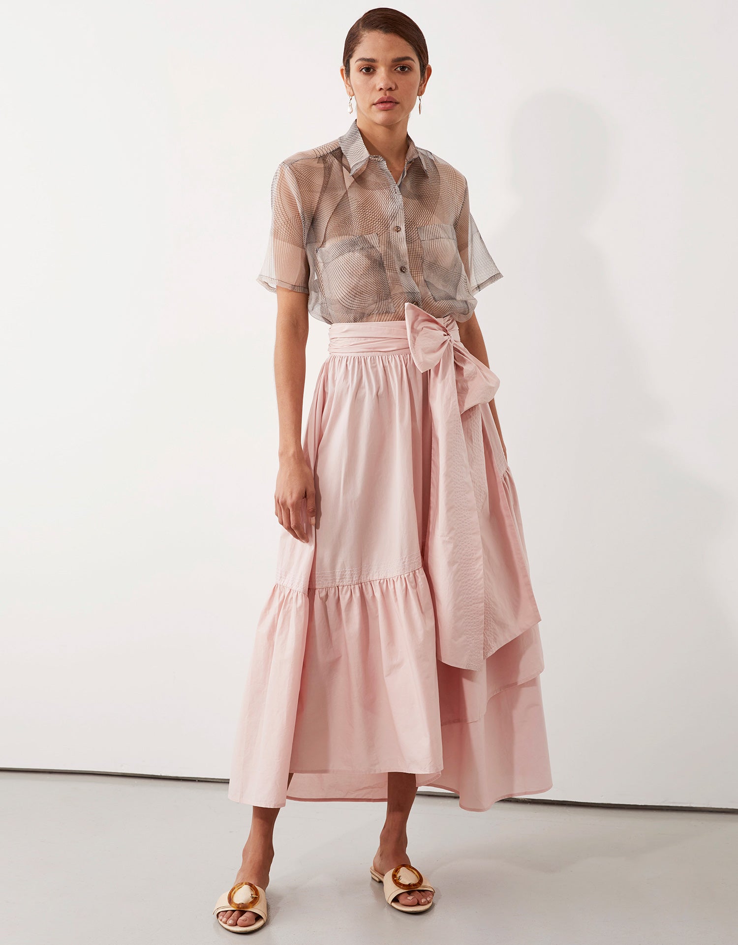 Remi Camp Shirt and Parker Wrap Skirt in Pink by Apartment Clothing