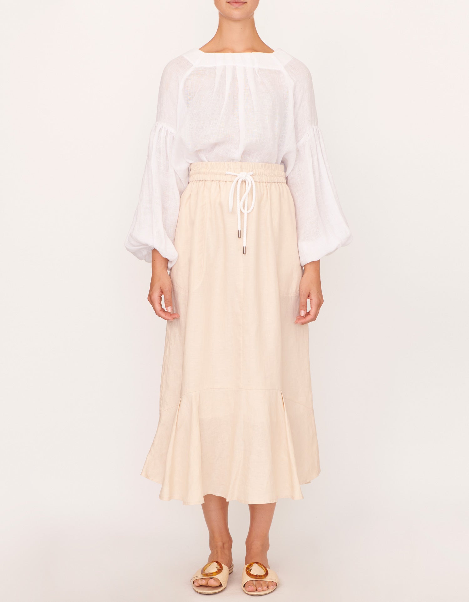 The Beech Linen Drawstring Skirt by Apartment Clothing