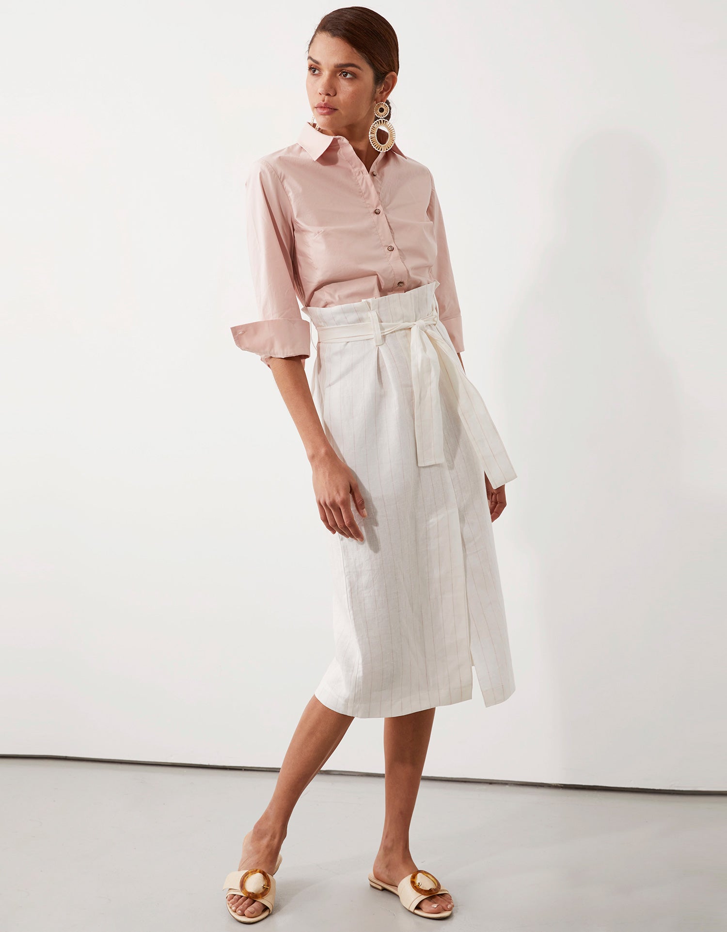 Parker Button Through in Pink and Freya Belted Skirt by Apartment Clothing