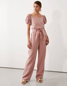 Milla Off Shoulder Top in and Milla Belted Pant in Pink by Apartment Clothing