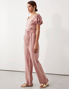 Milla Off Shoulder Top in and Milla Belted Pant in Pink by Apartment Clothing