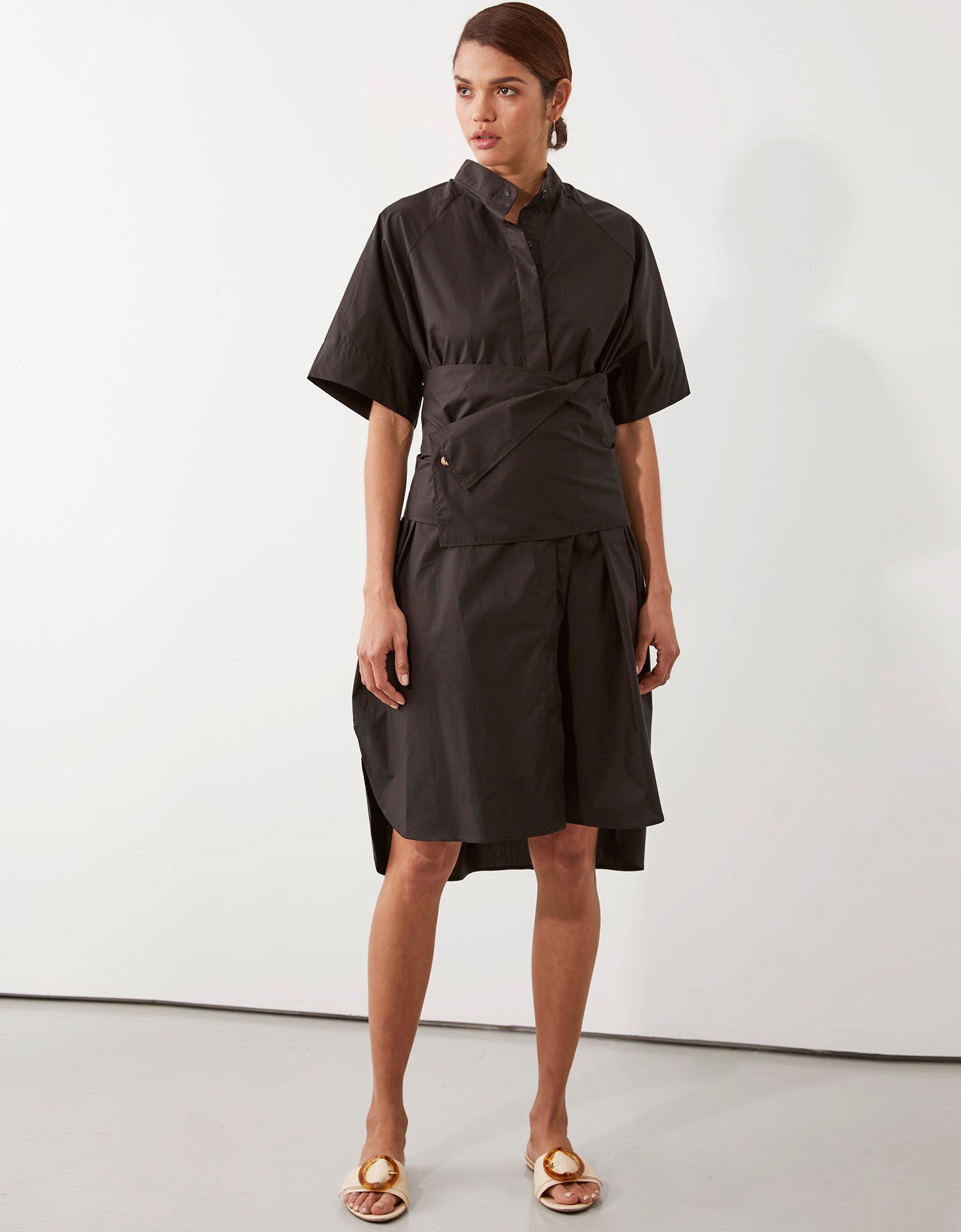 Parker Obi Shirt Dress in Black by Apartment Clothing