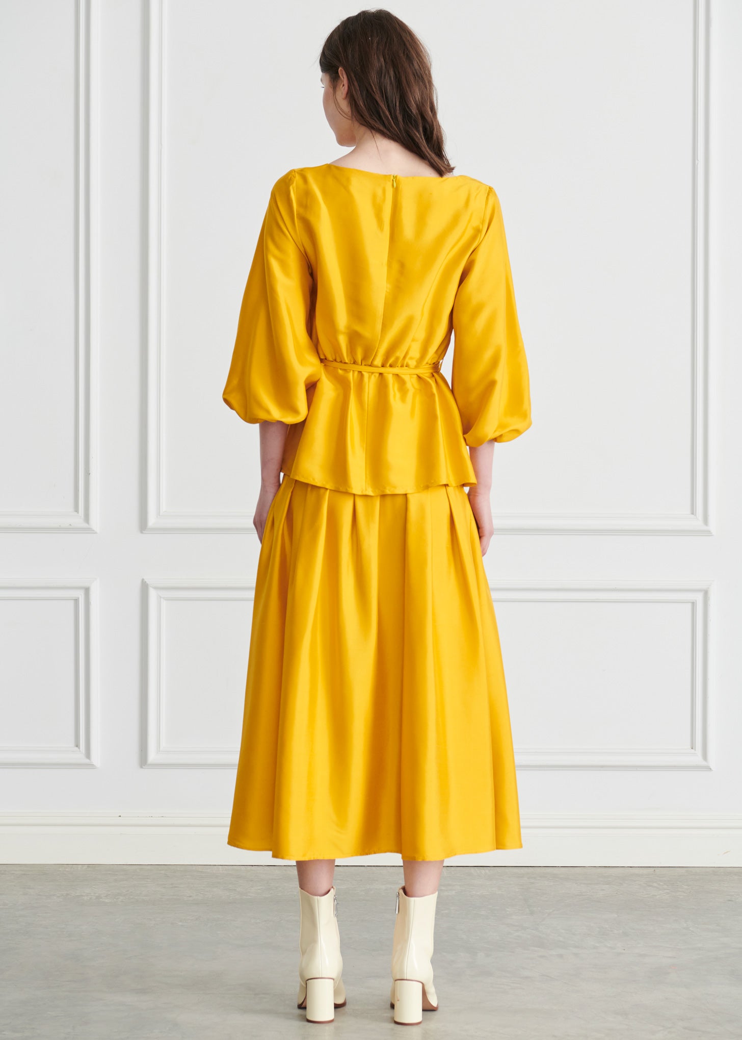 Ondine Reverse Pleat Skirt - Yellow