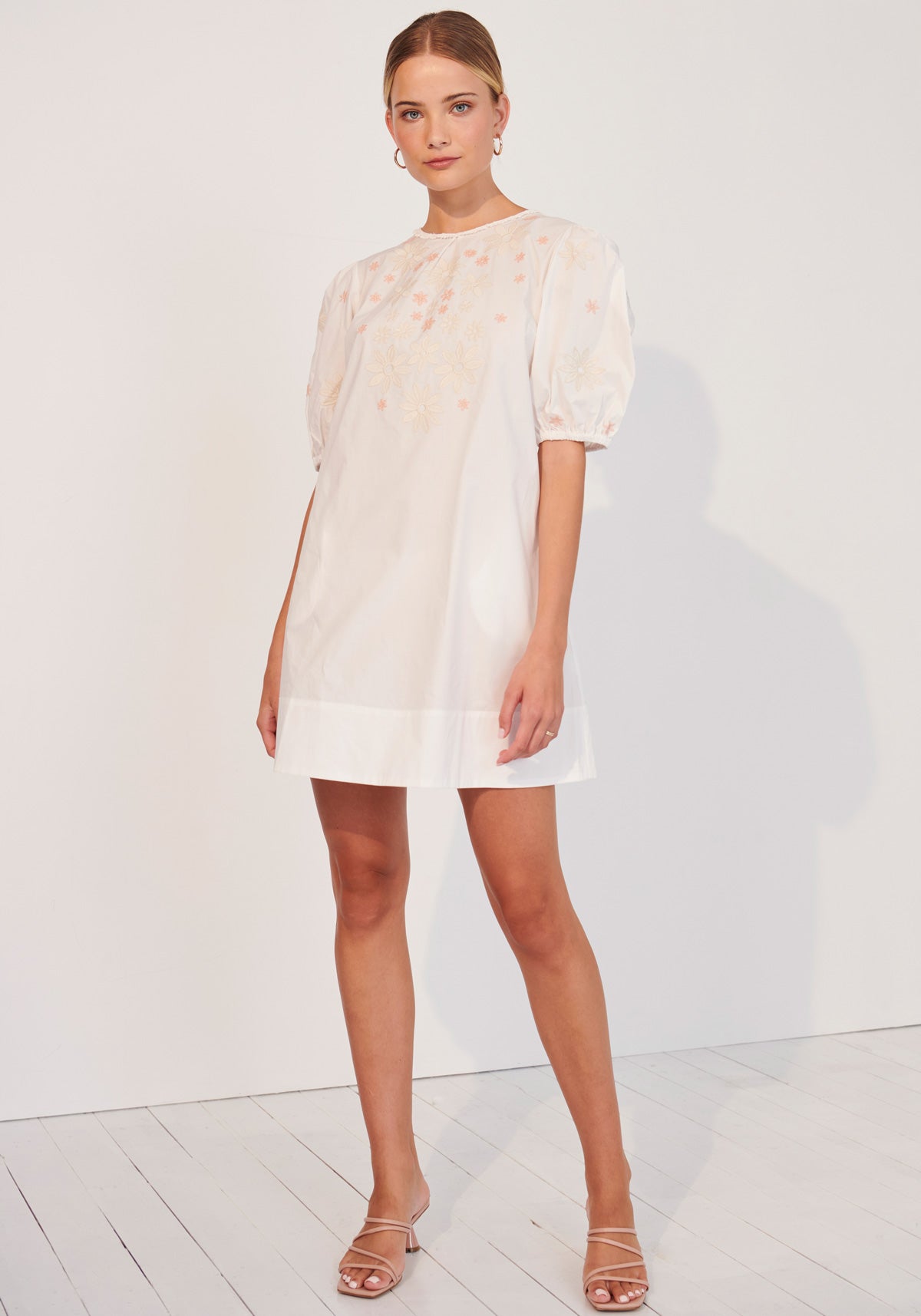 Edina Embroidered Mini Dress - White