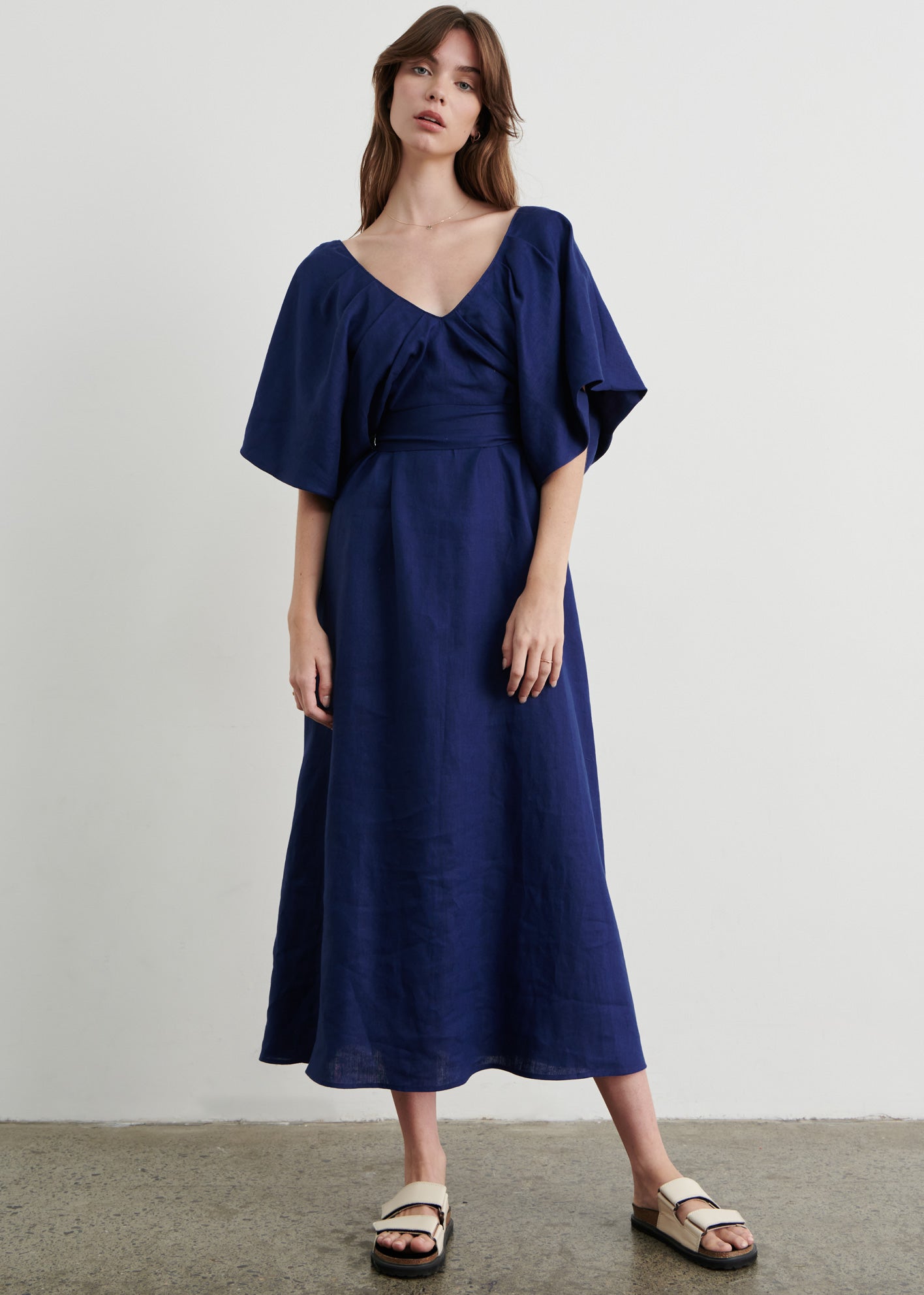 Tess Draped Maxi Dress - Blue