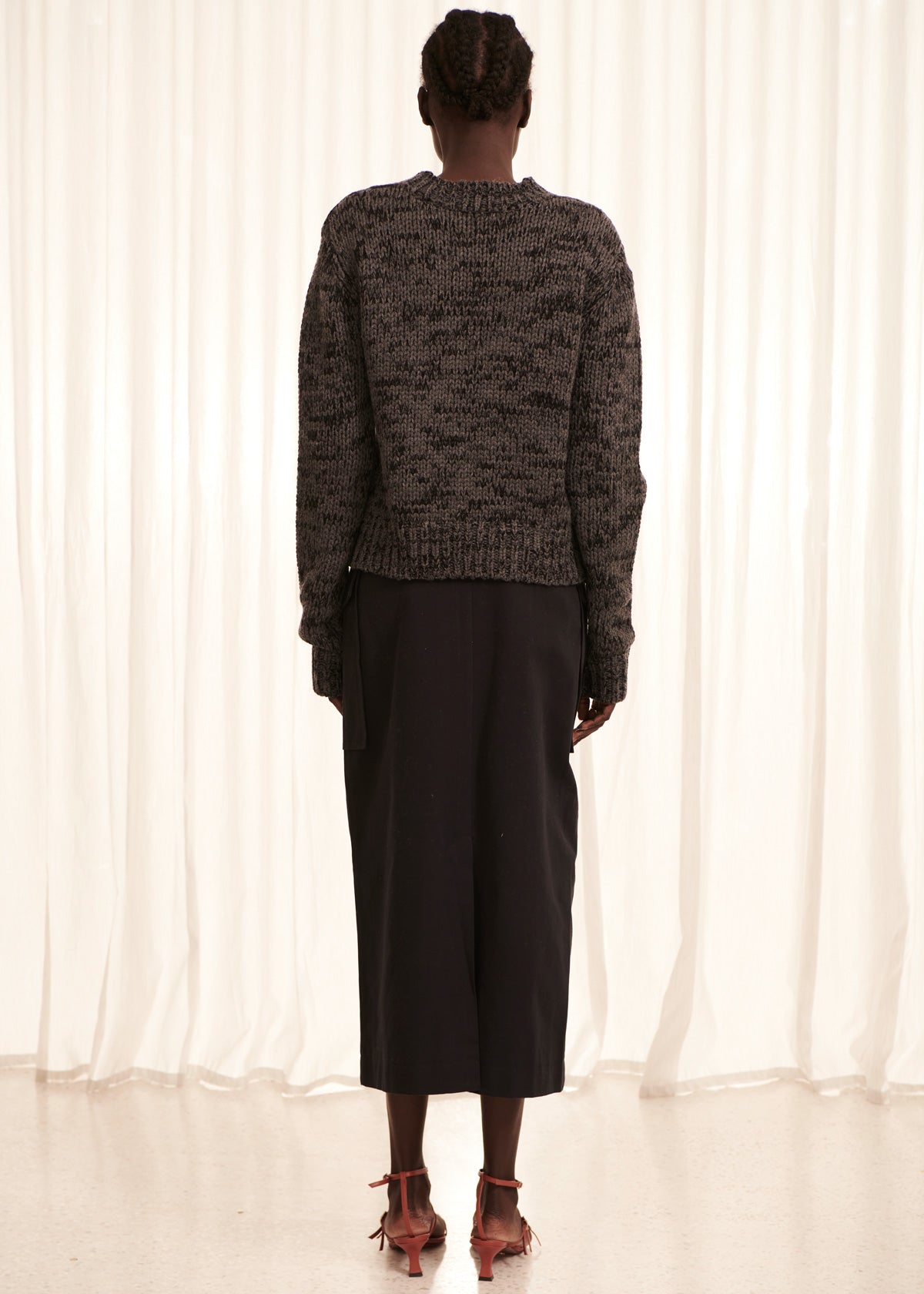 Mia Cable Knit - Charcoal/Ivory