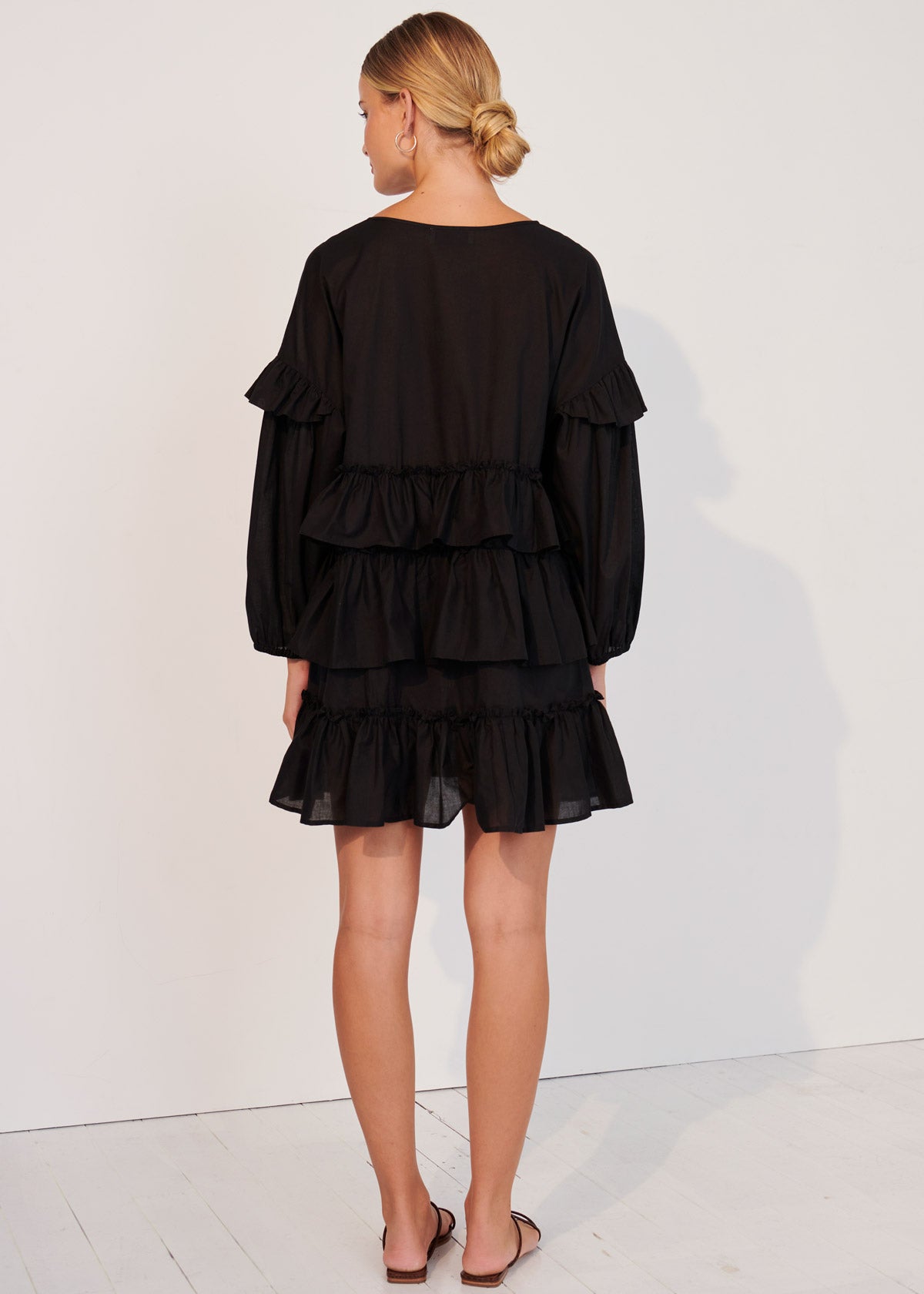 Lucia Ruffled Mini Dress - Black