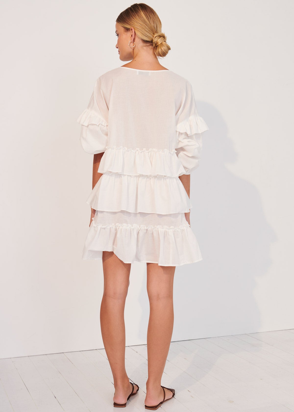 Lucia Ruffled Mini Dress - White