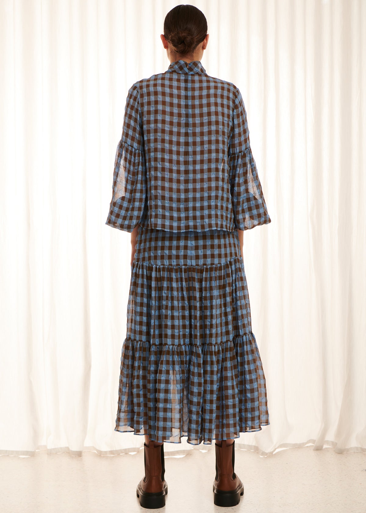 Central Gingham Tiered Skirt