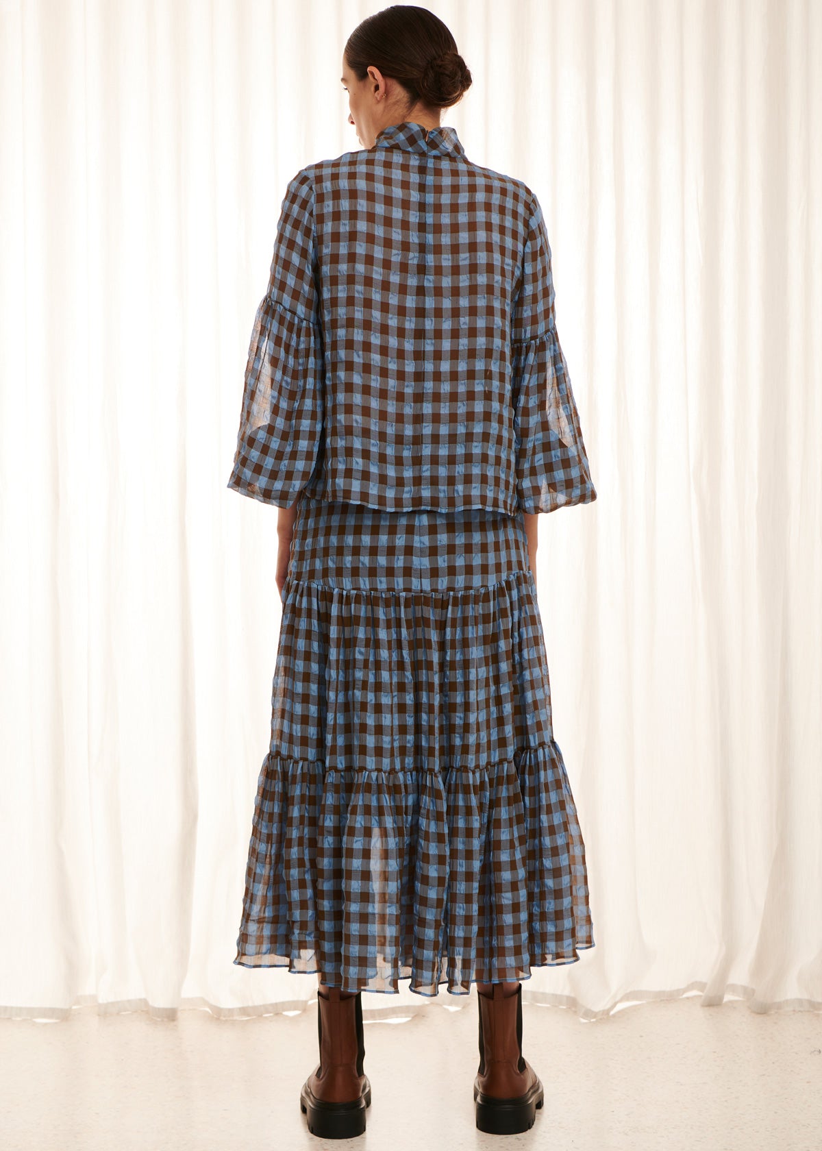 Central Gingham Tiered Skirt