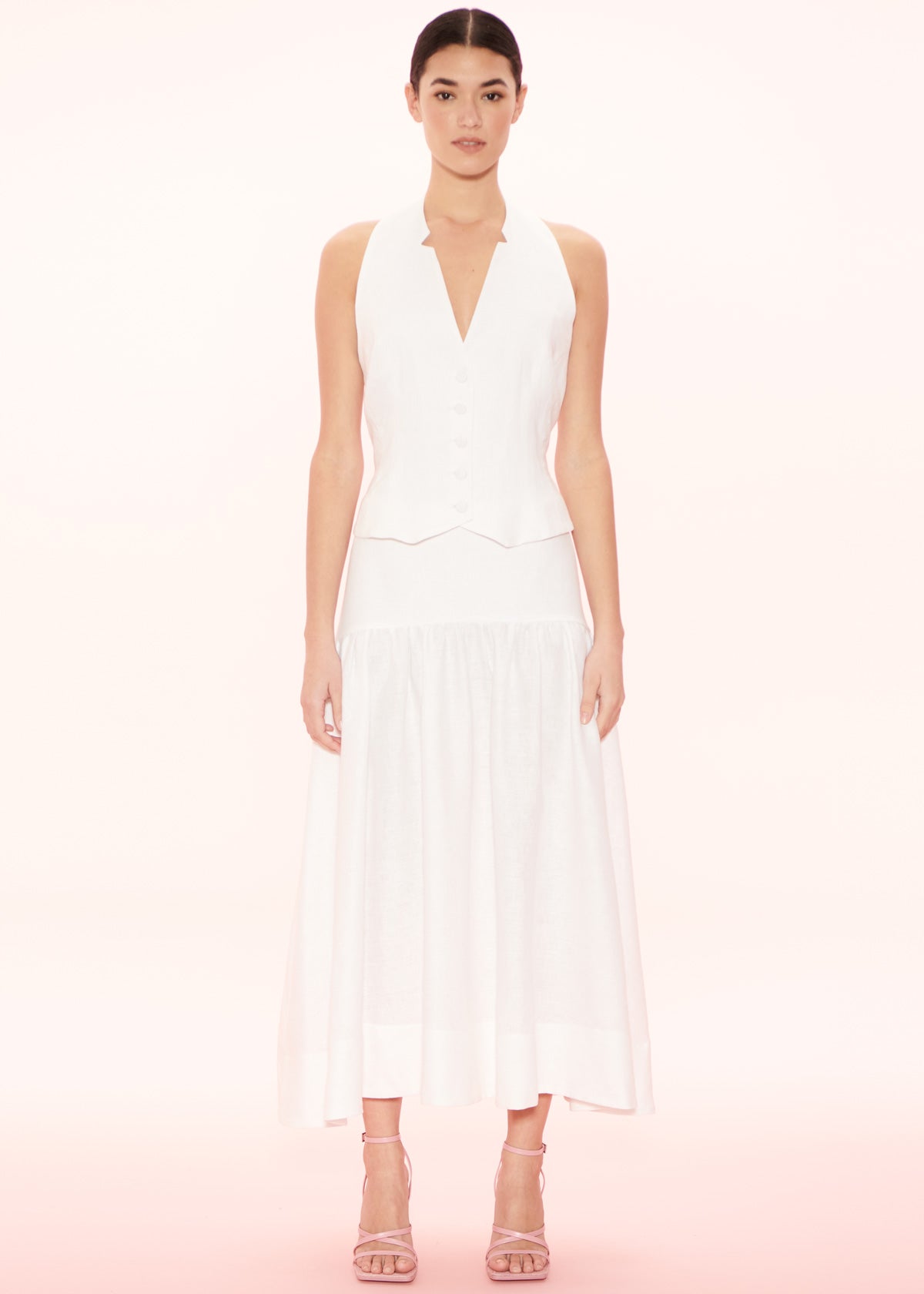 Clemence Linen Skirt - White